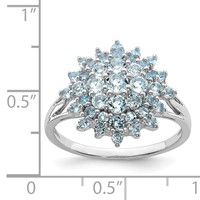 Sterling Silver Rhodium Aquamarine Ring view 3