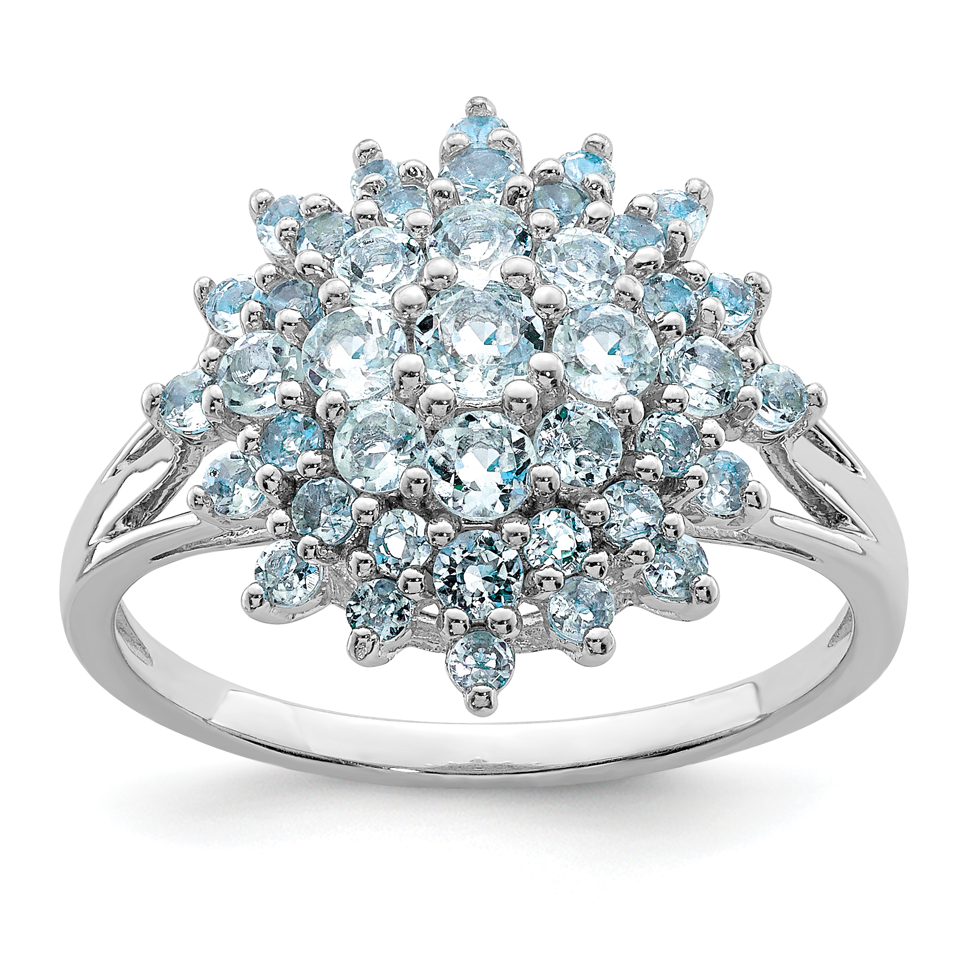 Sterling Silver Rhodium Aquamarine Ring (QR4529AQ-7)