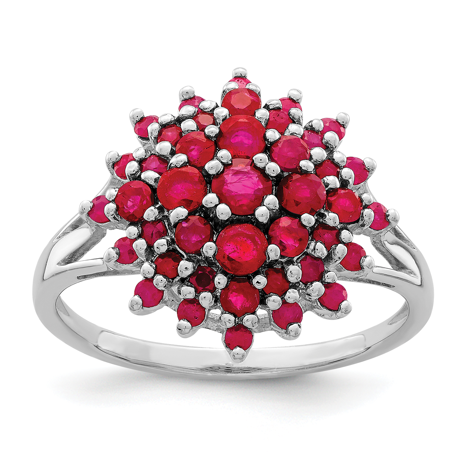 Sterling Silver Rhodium-plated Ruby Ring (QR4529R-7)