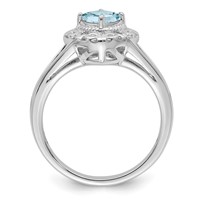 Sterling Silver Rhodium Aquamarine Square Ring view 2