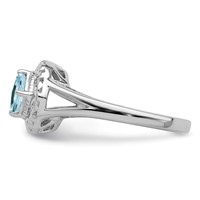Sterling Silver Rhodium Aquamarine Square Ring view 3