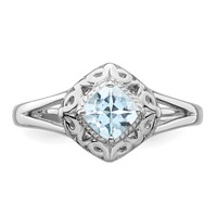 Sterling Silver Rhodium Aquamarine Square Ring view 5