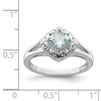 Sterling Silver Rhodium Aquamarine Square Ring view 4