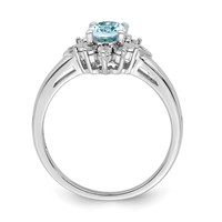 Sterling Silver Rhodium Diam. & Light Blue Topaz Ring view 2