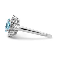Sterling Silver Rhodium Diam. & Light Blue Topaz Ring view 4