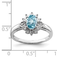 Sterling Silver Rhodium Diam. & Light Blue Topaz Ring view 3