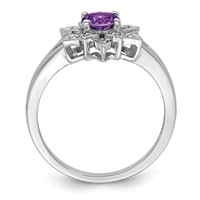 Sterling Silver Rhodium-plated Diamond & Amethyst Ring view 2