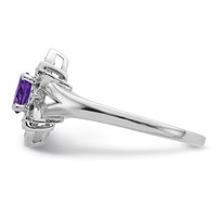 Sterling Silver Rhodium-plated Diamond & Amethyst Ring view 4