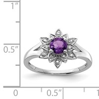 Sterling Silver Rhodium-plated Diamond & Amethyst Ring view 3
