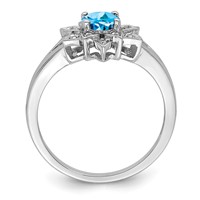 Sterling Silver Rhodium Diam. & Light Blue Topaz Ring view 2