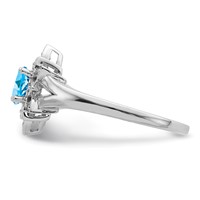 Sterling Silver Rhodium Diam. & Light Blue Topaz Ring view 4