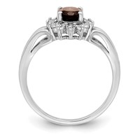 Sterling Silver Rhodium Diam. & Smoky Quartz Ring view 2