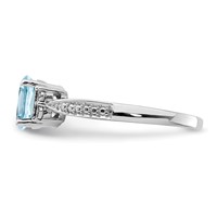 Sterling Silver Rhodium Diam. & Light Blue Topaz Ring view 4