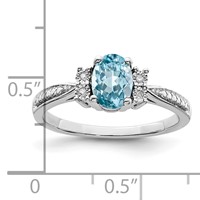 Sterling Silver Rhodium Diam. & Light Blue Topaz Ring view 3