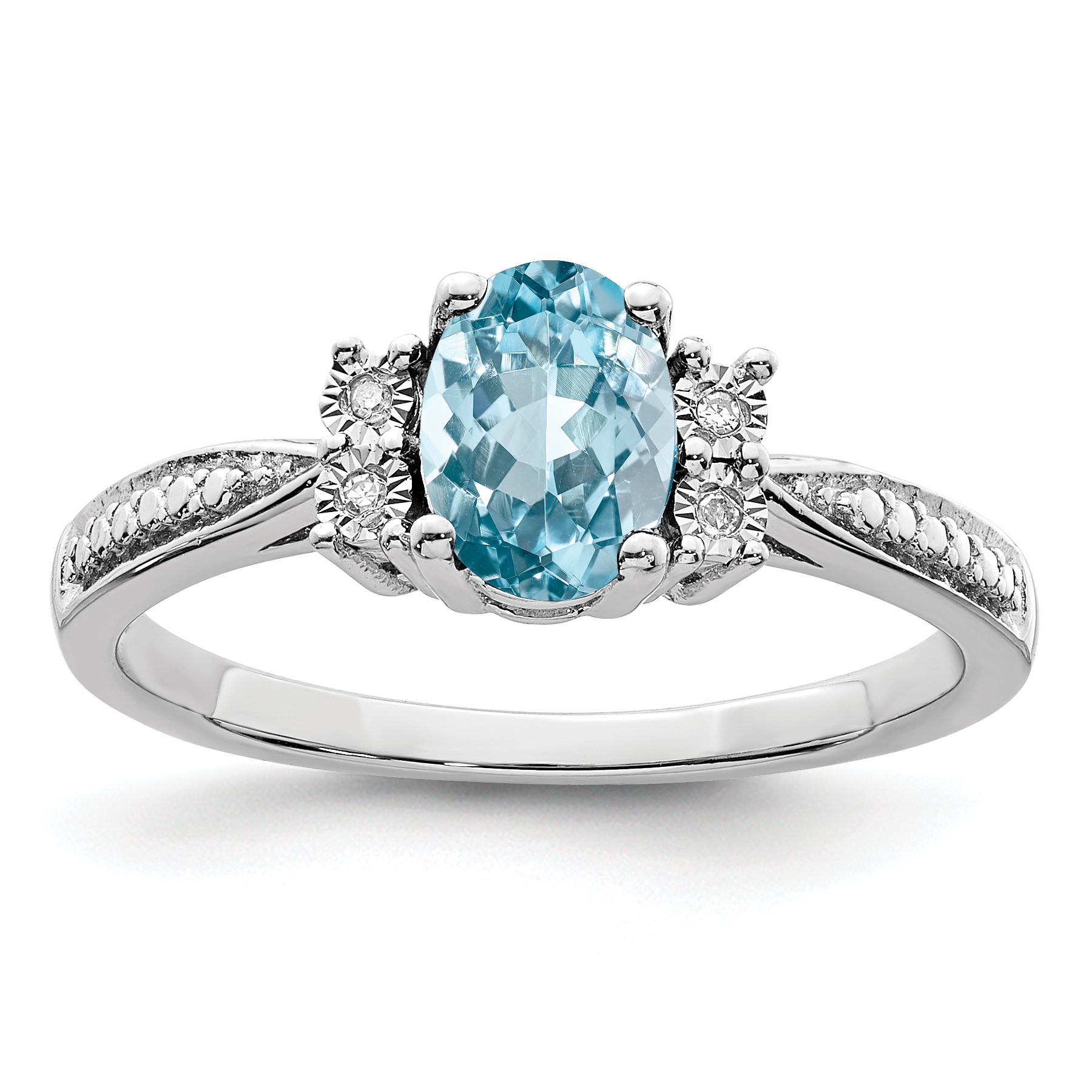 Sterling Silver Rhodium Diam. & Light Blue Topaz Ring (QR4535BT-9)