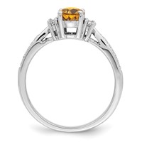 Sterling Silver Rhodium Diam. & Whiskey Quartz Ring view 2