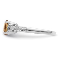Sterling Silver Rhodium Diam. & Whiskey Quartz Ring view 4