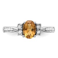 Sterling Silver Rhodium Diam. & Whiskey Quartz Ring view 5