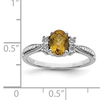 Sterling Silver Rhodium Diam. & Whiskey Quartz Ring view 3