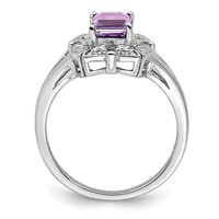 Sterling Silver Rhodium Diam. & Pink Quartz Ring view 2