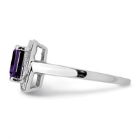 Sterling Silver Rhodium-plated Diamond & Amethyst Ring view 4
