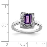 Sterling Silver Rhodium-plated Diamond & Amethyst Ring view 3