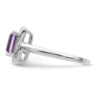 Sterling Silver Rhodium Diam. & Pink Quartz Ring view 3