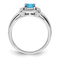 Sterling Silver Rhodium Diam. & Light Blue Topaz Ring view 2