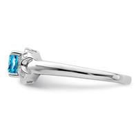 Sterling Silver Rhodium Diam. & Light Blue Topaz Ring view 4