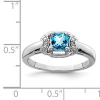 Sterling Silver Rhodium Diam. & Light Blue Topaz Ring view 3