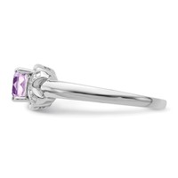 Sterling Silver Rhodium Diam. & Pink Quartz Ring view 3