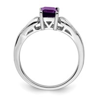 Sterling Silver Rhodium-plated Diamond & Amethyst Ring view 2