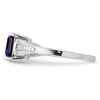 Sterling Silver Rhodium-plated Diamond & Amethyst Ring view 4