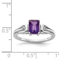 Sterling Silver Rhodium-plated Diamond & Amethyst Ring view 3