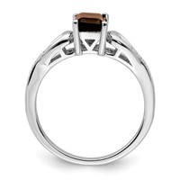 Sterling Silver Rhodium Diam. & Smoky Quartz Ring view 2