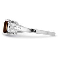 Sterling Silver Rhodium Diam. & Smoky Quartz Ring view 4