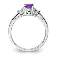 Sterling Silver Rhodium-plated Diamond & Amethyst Ring view 2