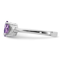 Sterling Silver Rhodium-plated Diamond & Amethyst Ring view 4
