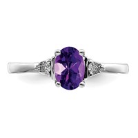 Sterling Silver Rhodium-plated Diamond & Amethyst Ring view 5