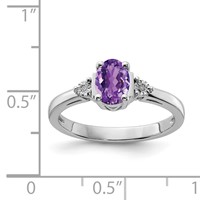 Sterling Silver Rhodium-plated Diamond & Amethyst Ring view 3
