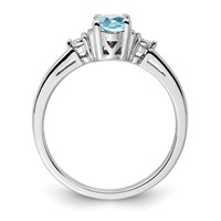 Sterling Silver Rhodium Diam. & Light Blue Topaz Ring view 2