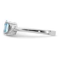 Sterling Silver Rhodium Diam. & Light Blue Topaz Ring view 4