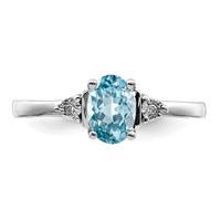 Sterling Silver Rhodium Diam. & Light Blue Topaz Ring view 5