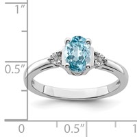 Sterling Silver Rhodium Diam. & Light Blue Topaz Ring view 3