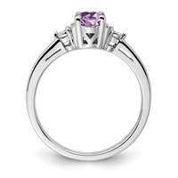Sterling Silver Rhodium Diam. & Rose De France Ring view 2