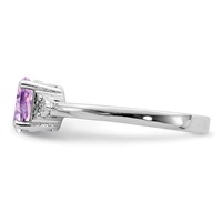 Sterling Silver Rhodium Diam. & Rose De France Ring view 4