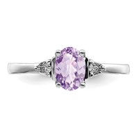 Sterling Silver Rhodium Diam. & Rose De France Ring view 5