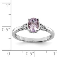 Sterling Silver Rhodium Diam. & Rose De France Ring view 3