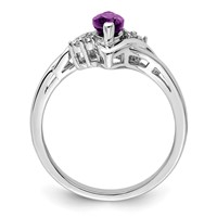Sterling Silver Rhodium-plated Diamond & Amethyst Ring view 2