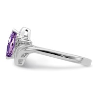 Sterling Silver Rhodium-plated Diamond & Amethyst Ring view 4